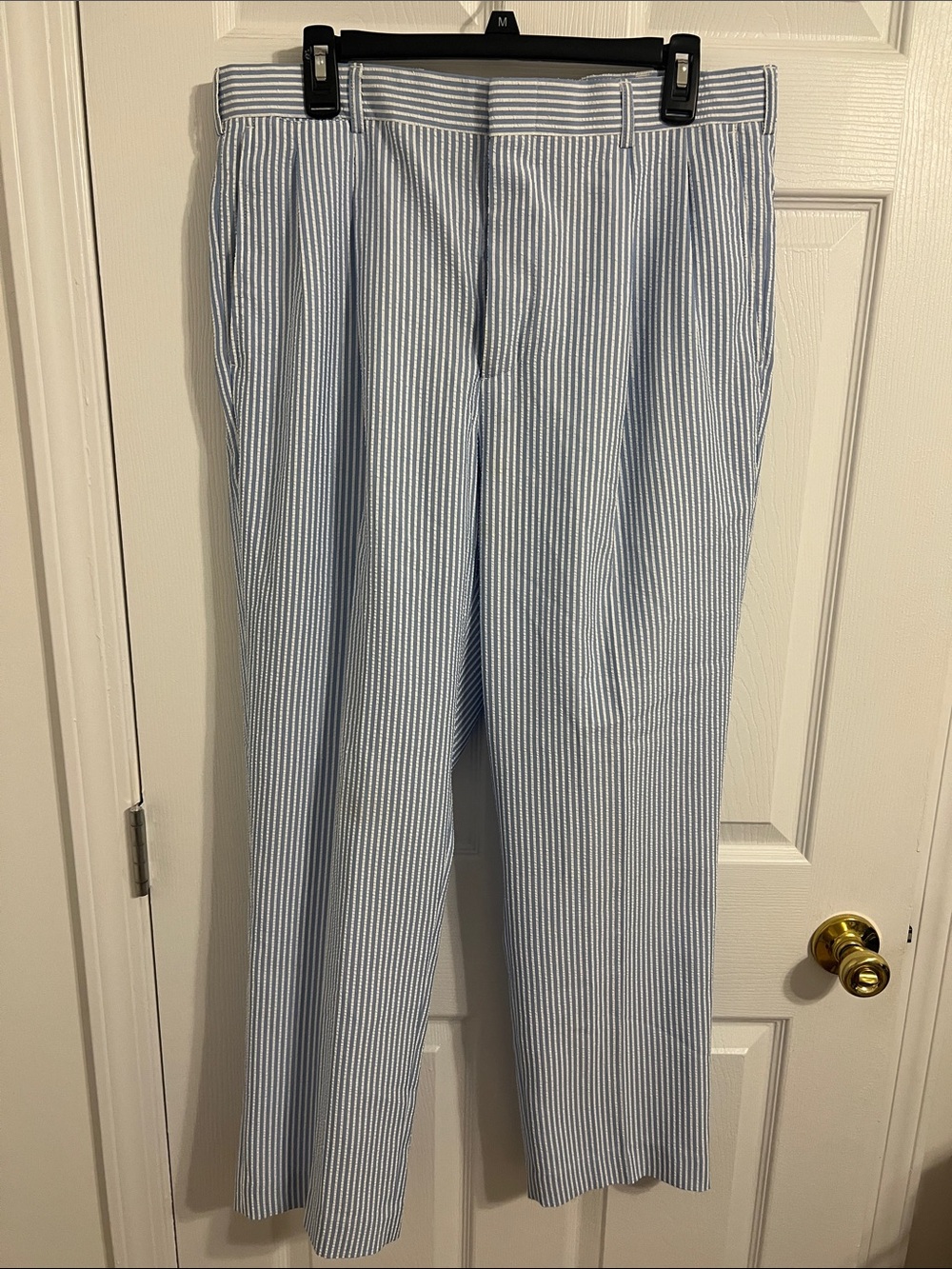 Haband Light Blue & White Seersucker Chinos
